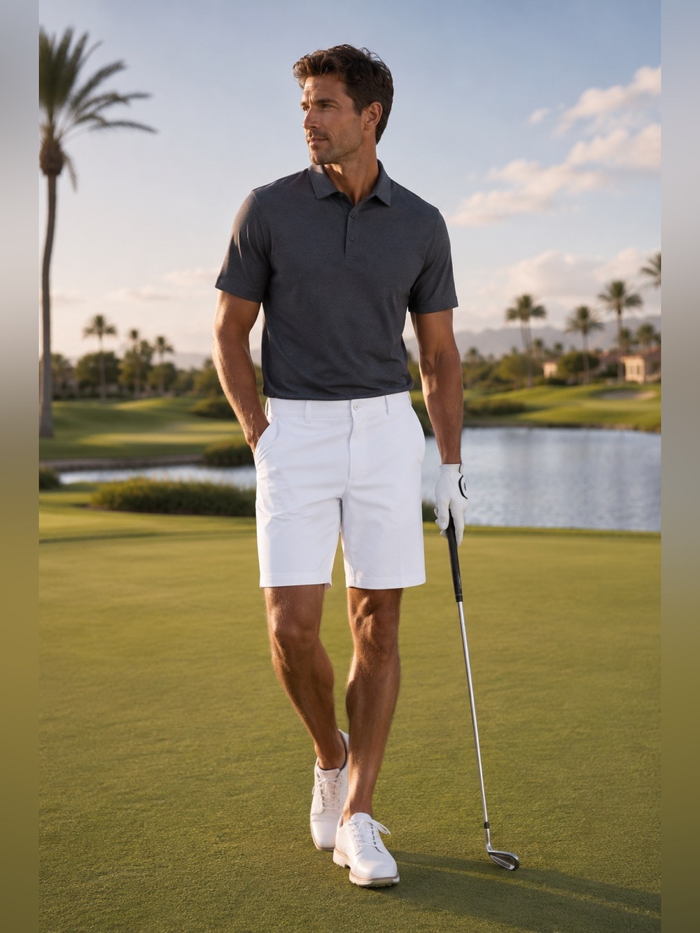 NWT SNOWTEN Men’s 7” Golf Shorts White Lightweight Stretch Flat Front Size 38
